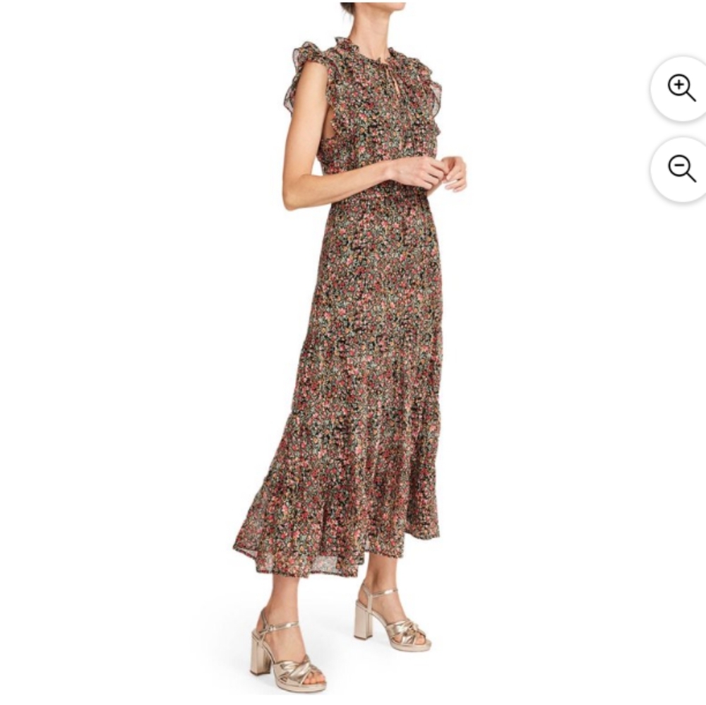 Steve Madden boho floral chiffon prairie vintage-style dress NEW WITH TAGS Small
